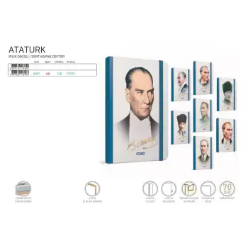 Gıpta Atatürk İp Dkş. Sert Kapak A6 80 Yp Çizgil Defter 3417000-2011