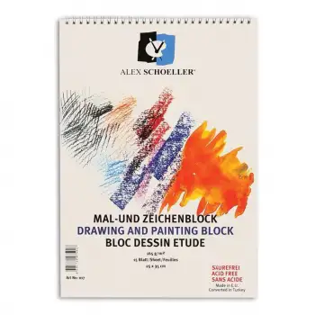 Alex Schoeller Dokulu Resim Defteri 35x50 Spiralli 165 Gr 15Yp