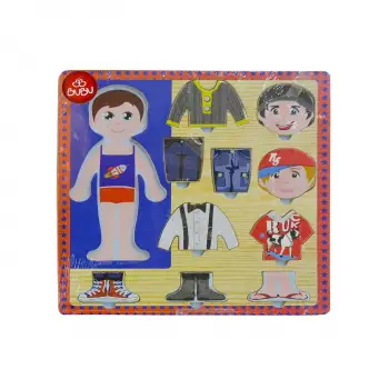 Bu-Bu Kız-Erkek Giydirme Ahşap Puzzle 30x30 Cm Bu-Bu-Ap0047