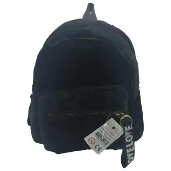 Taros Siyah Peluş Sırt Çantası 4846