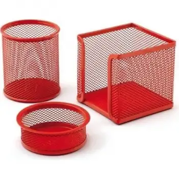 Drt Metal Masa Üstü Perfore Set 3 Lü Metalik Kırmızı Drt-412