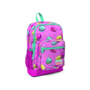 Yaygan Coral Hıgh Açık Pembe Su Yeşili Makaron Desenli Dört Bölmeli Okul Sırt Çantası 23462