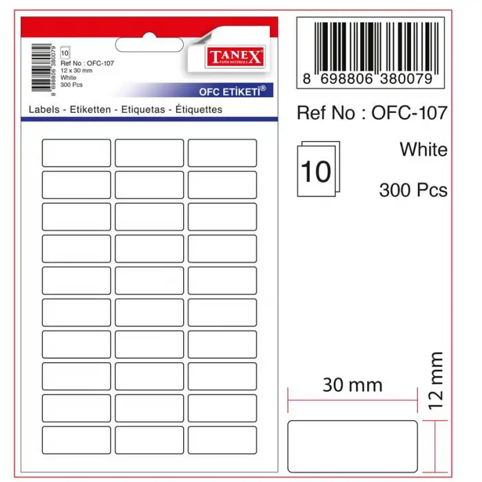 Tanex Ofc-107 Beyaz Ofis Etiketi