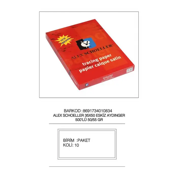 Alex Eskiz Kağıdı 50/55 Gr 35x50 500lü 0834