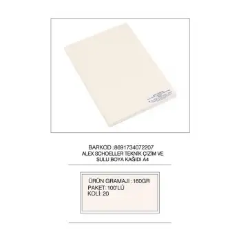 Alex Kolej Teknik Çizim Suluboya Kağıdı A3 160gr 100 Lü