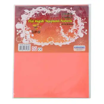 Lino El İşi Kağıdı Yapışkanlı Fosforlu 5 Renk 5 Adet (23x33 Cm.) Pp-013