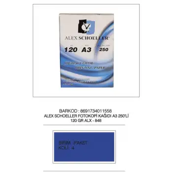 Alex A3 Fotokopi Kağıdı 120 Gr 250 Li