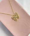 Kadın Pembe Taşlı Kelebek Kolye 925 Ayar Gümüş