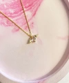 Minimal Pembe Taşlı Melek Kolye 925 Ayar Gümüş