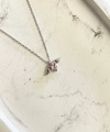 Minimal Pembe Taşlı Melek Kolye 925 Ayar Gümüş