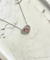 Pembe Taşlı Minimal Kalp Kolye 925 Ayar Gümüş