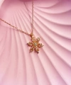 Pembe Taşlı Lotus Kolye 925 Ayar Gümüş