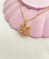Pembe Taşlı Lotus Kolye 925 Ayar Gümüş