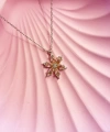 Pembe Taşlı Lotus Kolye 925 Ayar Gümüş