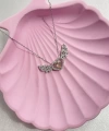Pembe Kalp Taşlı Melek Kanadı 925 Ayar Gümüş Kolye