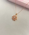 Pembe Taşlı Papatya Kolye 925 Ayar Gümüş