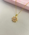 Pembe Taşlı Papatya Kolye 925 Ayar Gümüş