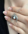 Ay Taşlı Moon Kolye 925 Ayar Gümüş