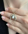 Ay Taşlı Moon Kolye 925 Ayar Gümüş