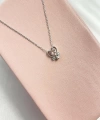 Kadın Minimal Pembe Kalp Taşlı Kolye 925 Ayar Gümüş