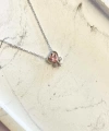 Kadın Minimal Pembe Kalp Taşlı Kolye 925 Ayar Gümüş