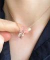 Kadın Rose Altın Rengi Cat Kolye 925 Ayar Gümüş