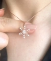 Kadın Taşlı Kar Tanesi 925 Ayar Gümüş - Rose Altın Rengi Kolye