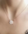 Kadın Taşlı Gezegen 925 Ayar Gümüş Rose Kolye