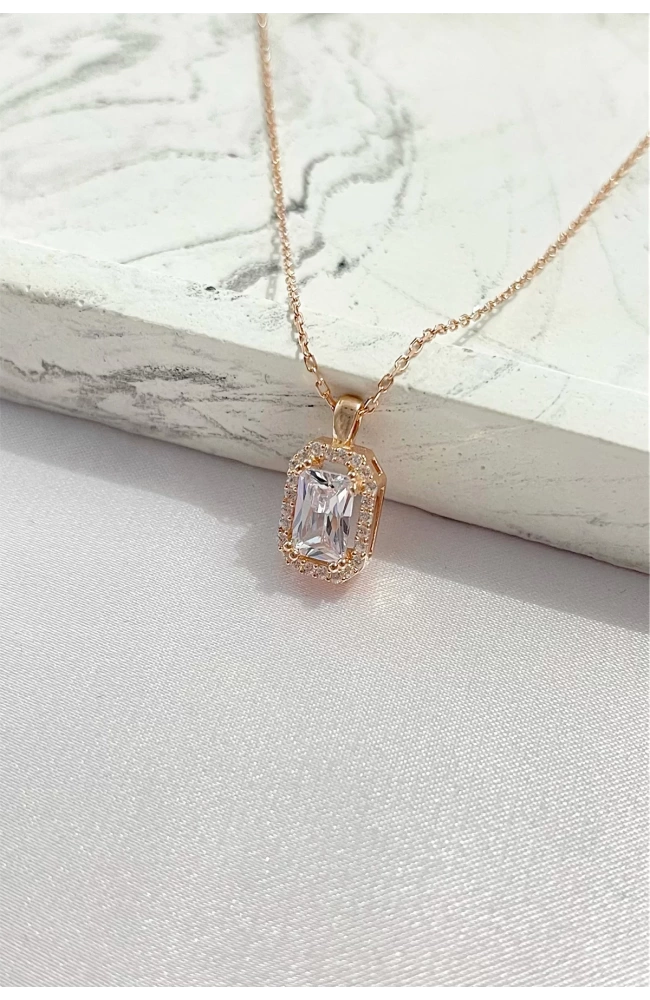 Baget Taşlı 925 Ayar Gümüş Kolye