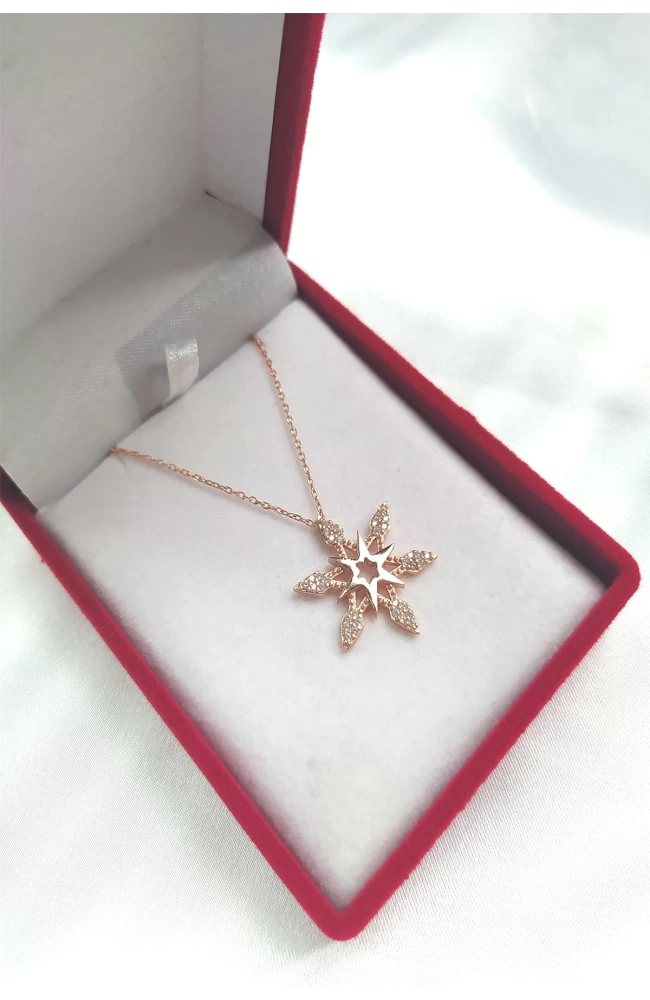 Kadın Modern Yıldız Gümüş Rose Kolye