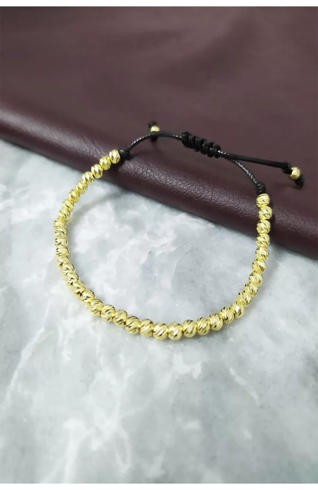 Kadın Makrome Örgülü Dorika 925 Ayar Altın Renginde Gümüş Bileklik