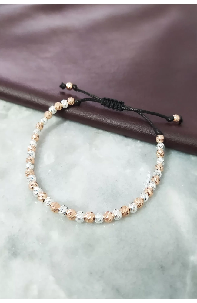 Kadın Makrome Örgülü Dorika 925 Ayar Rose Gümüş  Bileklik