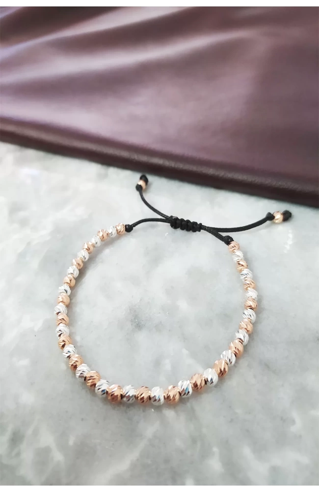 Kadın Makrome Örgülü Dorika 925 Ayar Rose Gümüş  Bileklik