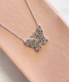 Pembe Taşlı Fairy Kelebek Kolye 925 Ayar Gümüş