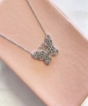 Pembe Taşlı Fairy Kelebek Kolye 925 Ayar Gümüş