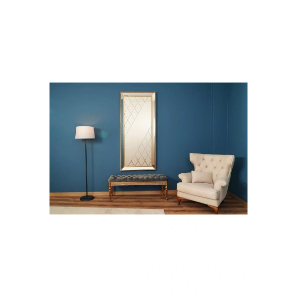 Aurum Masif Ağaç Çerçeve Dikdörtgen Dekoratif Duvar Aynası 80x180cm