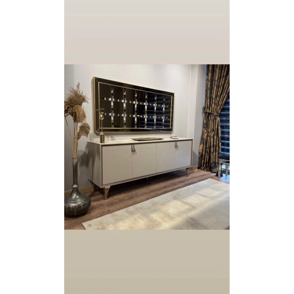 Parçalı Detay Masif Ağaç Çerçeve Dikdörtgen Dekoratif Duvar Aynası 80x180cm