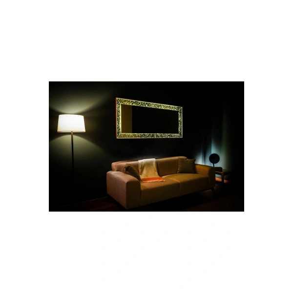 Elegance Gold Masif Ağaç Çerçeve Dikdörtgen Dekoratif Duvar Aynası 80x180cm