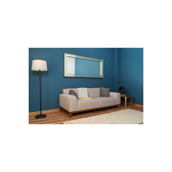 Pix Silver Masif Ağaç Çerçeve Dikdörtgen Dekoratif Duvar Aynası 80x180cm