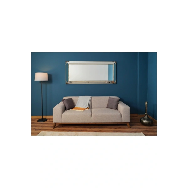 Artful Silver Masif Ağaç Çerçeve Dikdörtgen Dekoratif Duvar Aynası 80x180cm