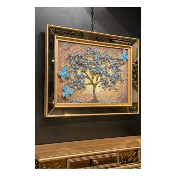 Blue Tree Özel Tasarım Kelebek Ağaçlı Tablo