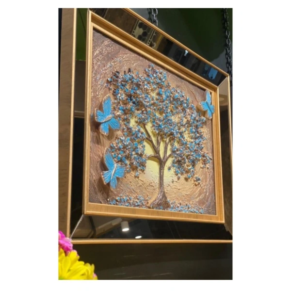 Blue Tree Özel Tasarım Kelebek Ağaçlı Tablo