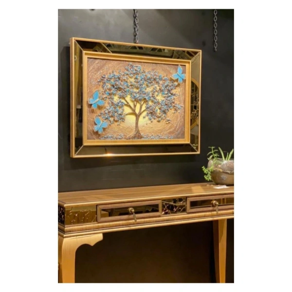 Blue Tree Özel Tasarım Kelebek Ağaçlı Tablo