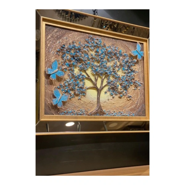 Blue Tree Özel Tasarım Kelebek Ağaçlı Tablo