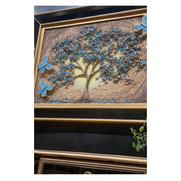Blue Tree Özel Tasarım Kelebek Ağaçlı Tablo