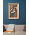 Two Tone Çiçek Desenli 3 Boyutlu Aynalı Çerçeveli Özel Tasarım Tablo 70x100cm