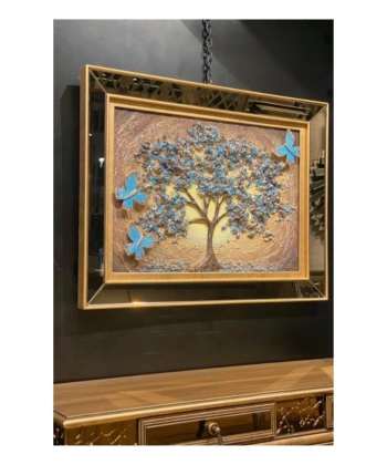 Blue Tree Özel Tasarım Kelebek Ağaçlı Tablo