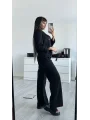 Siyah Pens Detaylı Pantolon ve Ceket Takımı