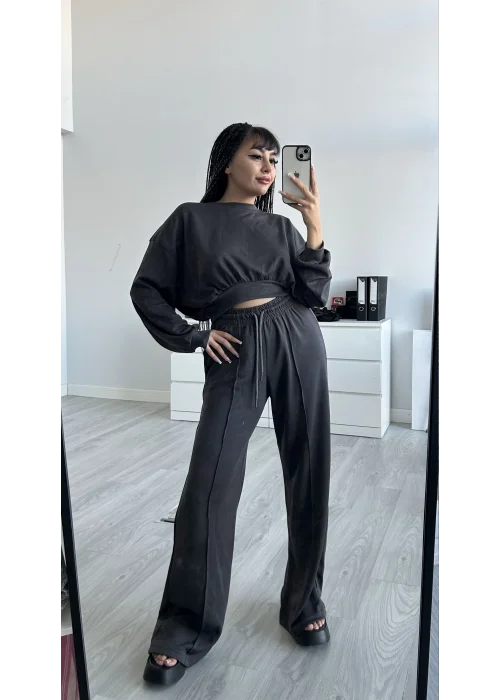 Gri Modal Sweatshirt Jogger Takım