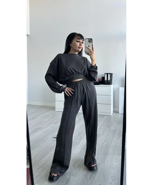 Gri Modal Sweatshirt Jogger Takım